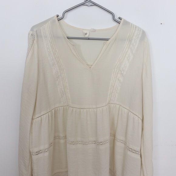 Gap Long Sleeve Peasant Blouse/Top with Lace - Picture 2 of 4